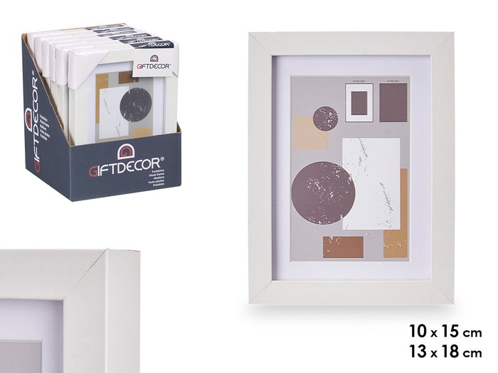 GIFTDECOR Cadre photo mural en bois blanc avec passe-partout 10x15cm GIFTDECOR Cadre photo mural en bois blanc avec passe-partout 10x15cm