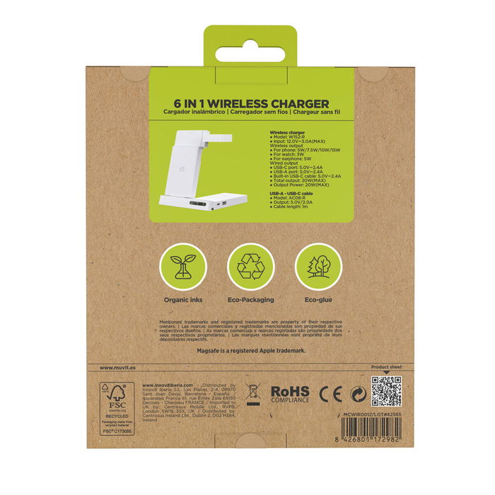 Chargeur sans fil Muvit MCWIR0012 Blanc Chargeur sans fil Muvit MCWIR0012 Blanc