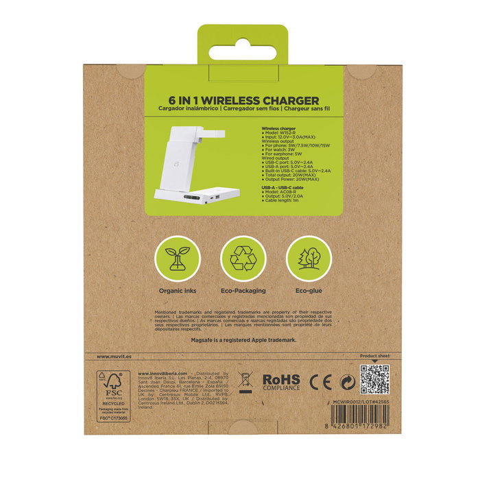Chargeur sans fil Muvit MCWIR0012 Blanc