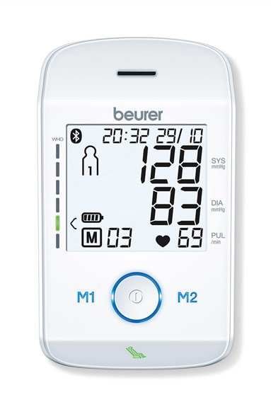 Beurer BM-85 Tensiomètre bras Bluetooth avec mesure de pression ajustée et connectivité app santé - Cliniquement testé ESH - Écran XL rétroéclairé