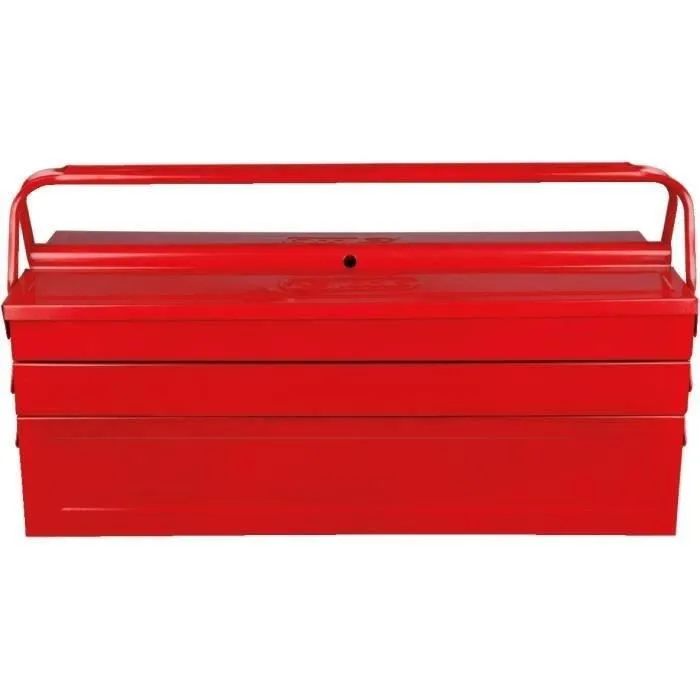 KS Tools 999.0125 - Caisse à outils métallique avec 5 compartiments cadenassable - Rouge - 530 x 210 x 200 mm