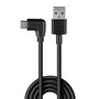 Lindy Câble USB 2.0 Type A vers Type C, 0.5 m, connecteur USB-C à angle droit 90°, transfert 480 Mbps, charge jusqu'à 15W, double blindage