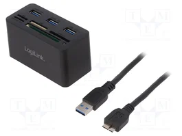 LOGILINK Hub USB noir avec 3 ports USB A et micro USB B