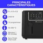 Continental Edison CERFRSH24002CB Airfryer Friteuse à air sans huile, Double bacs 9L, 2400W, Noir
