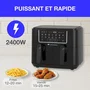 Continental Edison CERFRSH24002CB Airfryer Friteuse à air sans huile, Double bacs 9L, 2400W, Noir