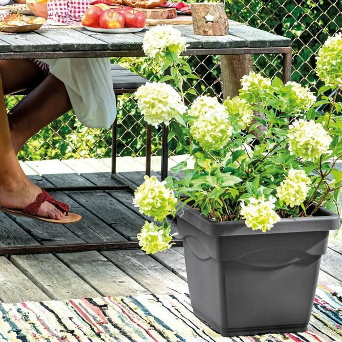 Deroma Pot de fleurs carré Day R Anthracite - 38 x H33,5 cm