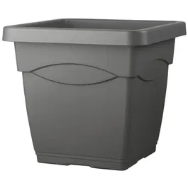 Deroma Pot de fleurs carré Day R Anthracite 38 x 33.5 cm - 27.4 litres, recyclé et recyclable, résistant au gel et aux UV pour extérieur