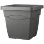 Deroma Pot de fleurs carré Day R Anthracite 38 x 33.5 cm - 27.4 litres, recyclé et recyclable, résistant au gel et aux UV pour extérieur
