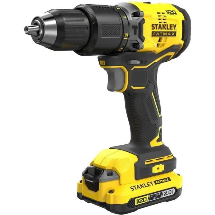 STANLEY FATMAX Perceuse-visseuse à percussion sans fil 18V Brushless 60Nm SFMCD715D2K-QW avec 2 batteries 2 Ah et chargeur - Gamme V20