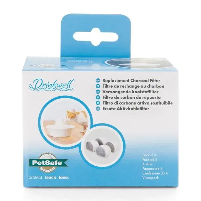 PetSafe - Filtre de rechange au charbon Drinkwell pour fontaines à eau Avalon et Pagoda - Élimine les odeurs et mauvais goûts - Pack de 4