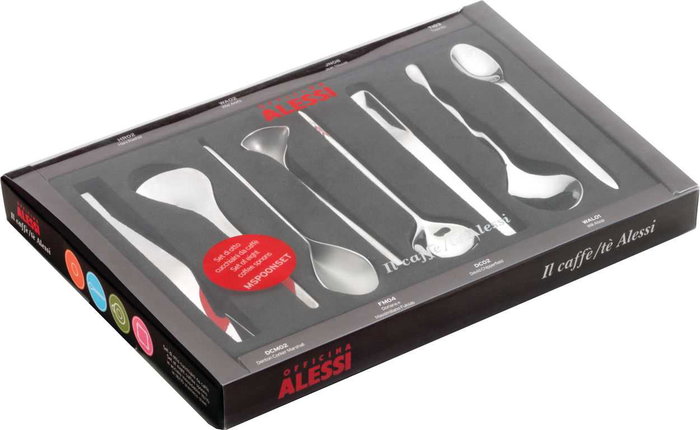 Alessi MSPOONSET - Set de 8 cuillères à café en acier inoxydable 18/10, design moderne et élégant par Miriam Mirri