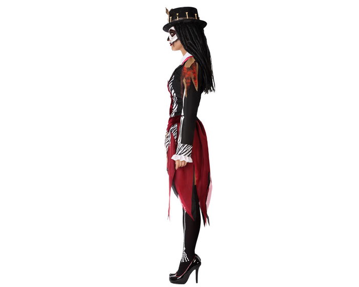 Halloween Costumes - Déguisement Voodoo Femme Adulte Halloween Effrayant, Ensemble 2 Pièces (Veste à Simili Fourrure et Jupe Multilayer) - Taille M-L