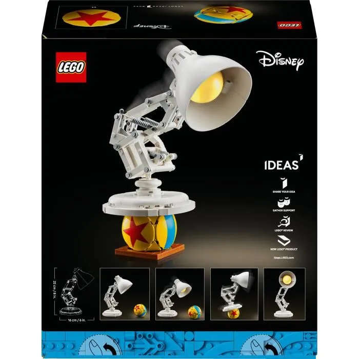 LEGO Ideas 21357 Disney Pixar Luxo Jr. - Set de Construction Collector Adulte de 613 Pièces - Modèle Articulé pour Décoration