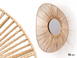 Giftdecor Miroir Vuelo Ovale 55x14x48 cm Cordes Naturel Verre Métal (Set de 4)