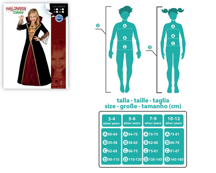 Atosa Déguisement Vampiresse Enfant avec Robe Longue