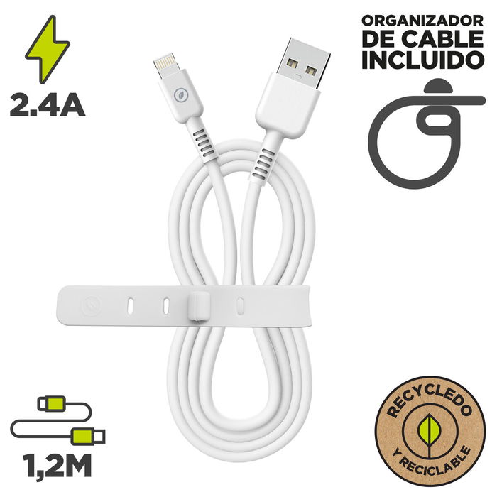 Câble USB vers Lightning Muvit for Change Blanc 1,2 m