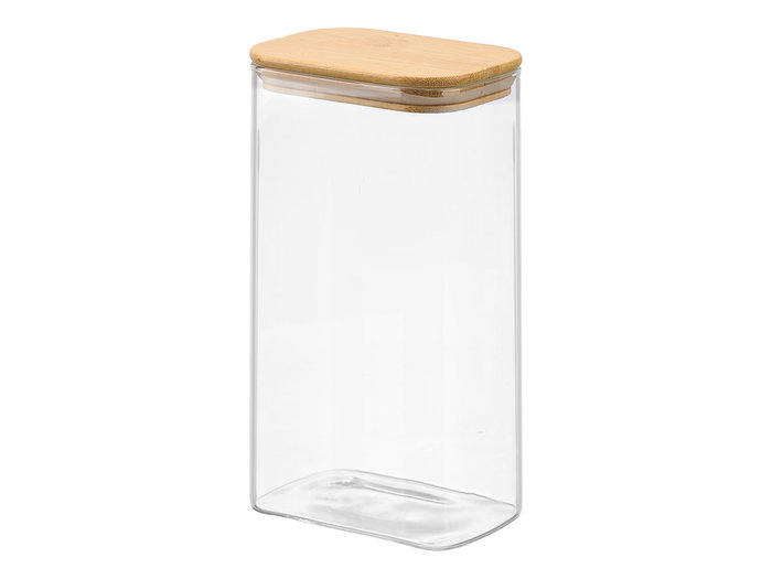 VIVALTO Lot de 12 Bocaux Rectangulaires en Borosilicate 1,8L avec Couvercle en Bambou