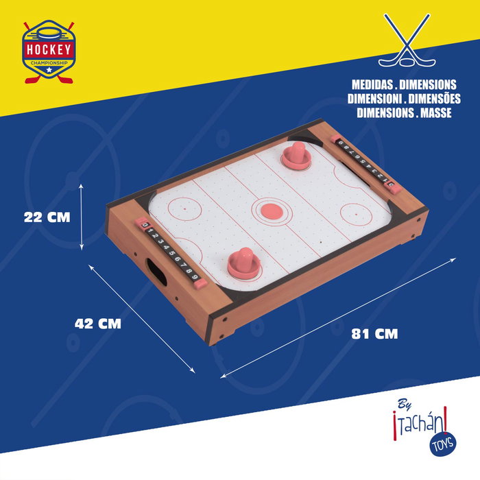 TACHAN - Jeu de hockey sur table avec tanteur manuel - Dimensions 51x31x9 cm - Inclut maillets et palet - Modèle Hg298D - Age recommandé 14 ans et plus