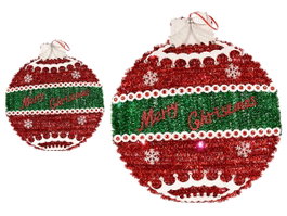 Krist+ Balle de Noël avec LED scintillante rouge et blanc 40x5,5x40 cm (Set de 12)