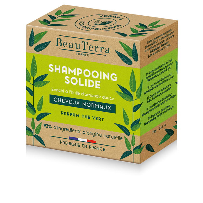 Beauterra Shampoing Solide Thé Vert 75g pour Cheveux Normaux, Souples et Hydratés Beauterra Shampoing Solide Thé Vert 75g pour Cheveux Normaux, Souples et Hydratés