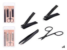 BERILO Set de 4 pièces de manucure et pédicure Métal + Noir