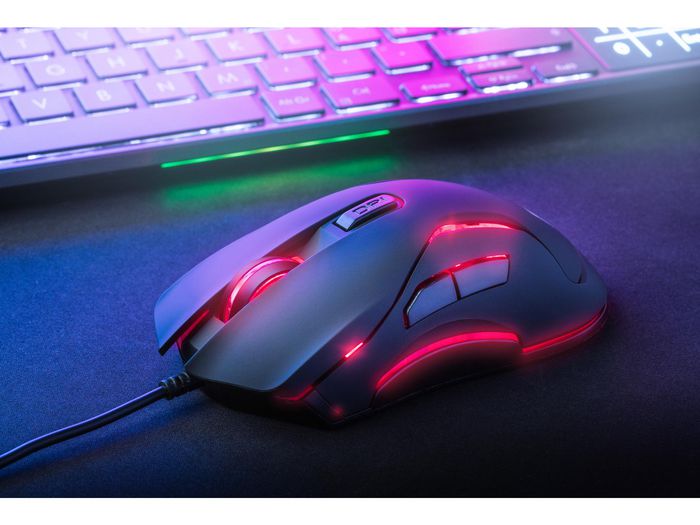 Sandberg LightFlow 6D Souris Gamer avec Rétroéclairage LED RGB, 7 Couleurs, Plug-and-Play USB, Design Ergonomique Sandberg LightFlow 6D Souris Gamer avec Rétroéclairage LED RGB, 7 Couleurs, Plug-and-Play USB, Design Ergonomique