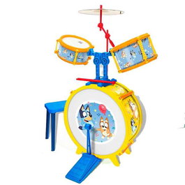 Reig Bateria Bluey avec banquette, batterie musicale enfant en espagnol 55x36*38 cm pour enfants à partir de 3 ans