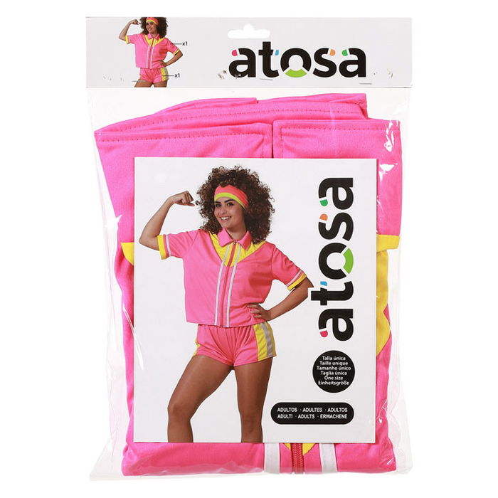 Chandail Sportif Court Couleurs Néon Rose et Jaune pour Déguisement Années 80 - Style Rétro Fêtes à Thème