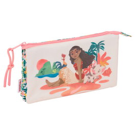 SAFTA Porte-tout triple Vaiana Moana Disney, 3 compartiments à fermeture éclair, 23 x -13 x 12 cm