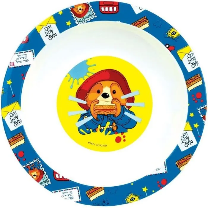 Fun House - Set de vaisselle réutilisable enfant 5 pièces - Assiette, bol, verre, gourde, boîte à goûter - Thème Paddington - Lave-vaisselle et micro-ondes