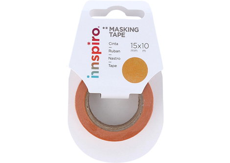 Innspiro Cinta masking tape Washi orange 15mm x 10m Serie Lisos Básicos