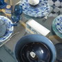 Home Deco Factory Bol Saladier Bleu en Grès Collection NATURAL