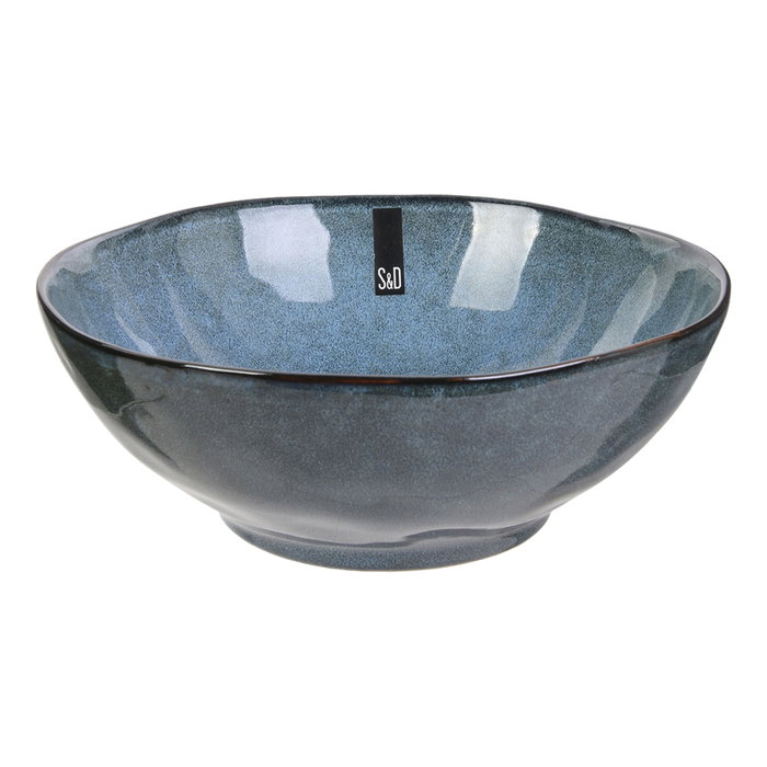 Home Deco Factory Bol Saladier Bleu en Grès Collection NATURAL