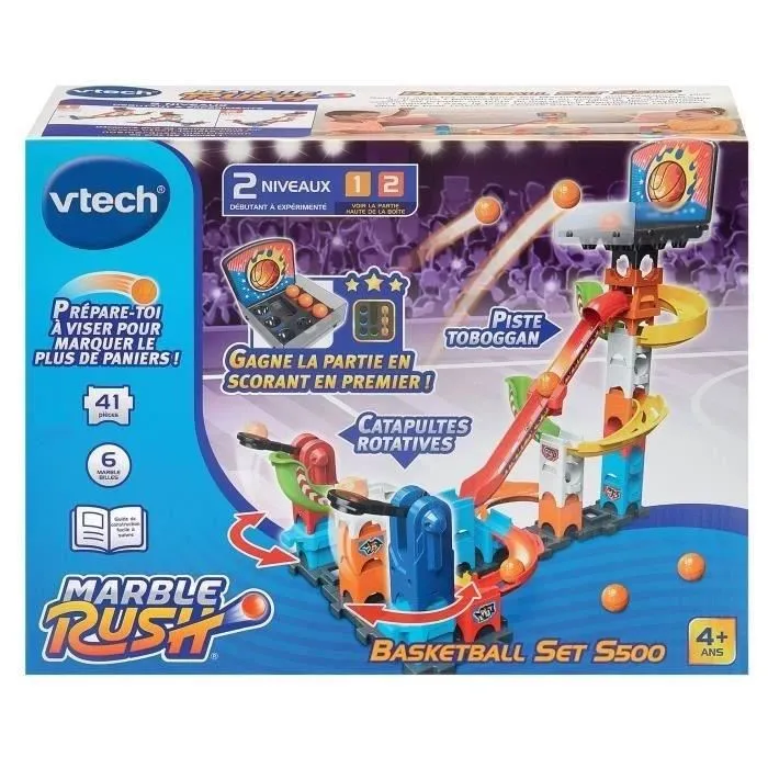 Vtech Marble Rush Basketball Set S500 Circuit de 41 pièces avec 6 billes - Jouet de construction éducatif pour enfant à partir de 4 ans