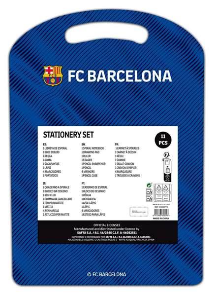 Safta Set d'écriture F.C. Barcelona Équipe 1re 25/26 - Coffret à thème football 27 x 37,5 x 3 cm pour enfants à partir de 3 ans