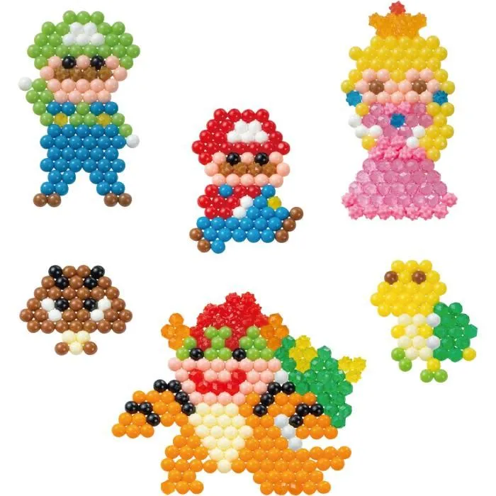 Aquabeads Super Mario - Kit de créativité avec 690 perles à eau, plateau et motifs personnages (Mario, Luigi, Peach, Bowser)