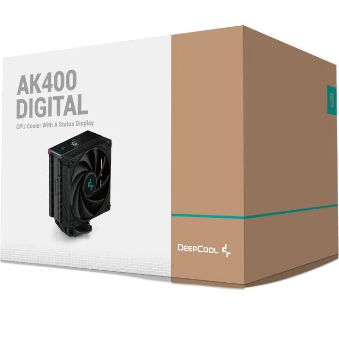 Deepcool AK400 Digital - Ventirad CPU avec ventilateur 120 mm, écran numérique et éclairage A-RGB - Compatible Intel et AMD