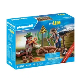 PLAYMOBIL 71805 - Chercheurs et site paléontologique My Life avec fossiles et dinos, jouet construction 41 pièces, à partir de 4 ans