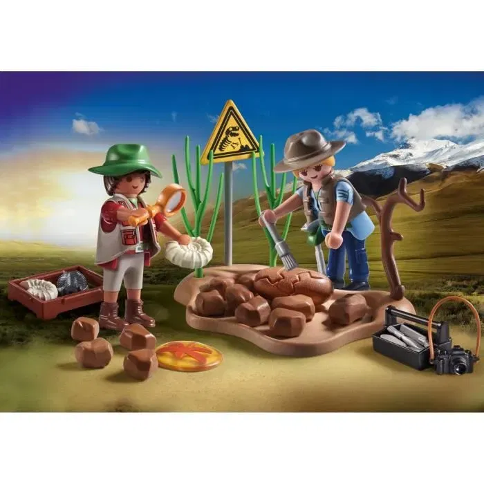 PLAYMOBIL 71805 - Chercheurs et site paléontologique My Life avec fossiles et dinos, jouet construction 41 pièces, à partir de 4 ans