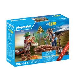 PLAYMOBIL Excavation Paléontologique - 71805 Pack Promo avec Fossiles, Outils et Appareil Photo, Multilingue (Anglais, Français, Allemand, Italien, Portugais, Espagnol), Dès 4 Ans