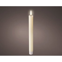 Lumineo Bougie LED en cire beige effet flamme 2,2 x 24,5 cm, pack de 2, lumière chaude, minuterie
