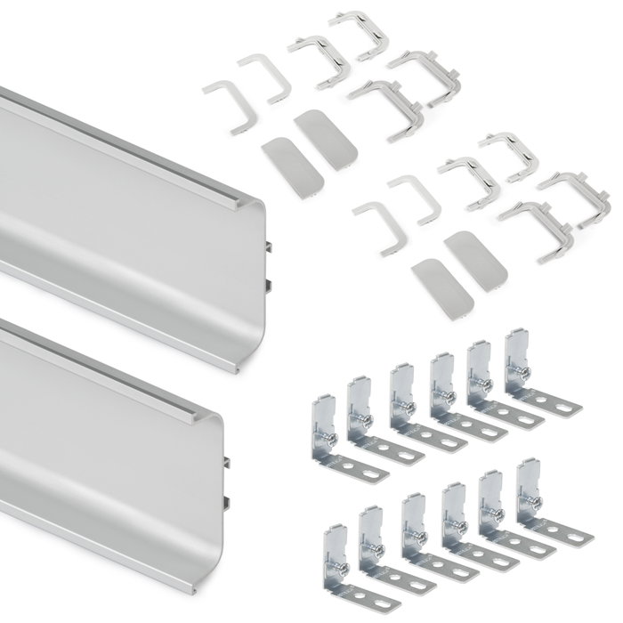 Emuca Kit de 2 profils centraux Gola pour meubles de cuisine, longueur 2,35m, avec accessoires, Aluminium, Anodisé mat Emuca Kit de 2 profils centraux Gola pour meubles de cuisine, longueur 2,35m, avec accessoires, Aluminium, Anodisé mat