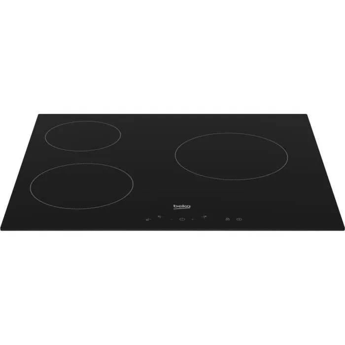 Beko HIC63400 - Table de cuisson vitrocéramique 3 foyers 60 cm - Commande tactile avec 9 niveaux de puissance