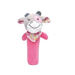 TACHAN Claki Baby Rabbit - Jouet d'éveil sonore et sensoriel pour bébé en forme de vache, couleurs douces et lavable