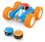 Voiture radio commandée junior acrobatique avec lumières et sons, émetteur 2.4GHz, batterie 3.7V, dimensions 16x16x7 cm