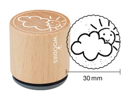 Woodies Sceau en bois et caoutchouc Nuage et Soleil 33x30mm