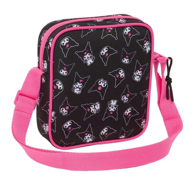 Safta Sac bandoulière Kuromi pour enfants - Noir et rose - 16 x 18 x 4 cm Safta Sac bandoulière Kuromi pour enfants - Noir et rose - 16 x 18 x 4 cm