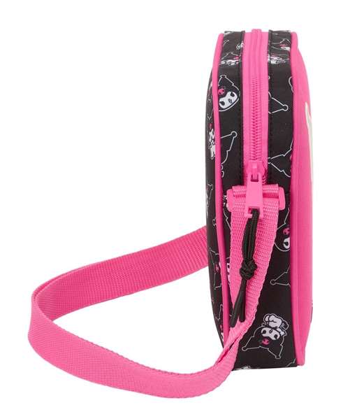 Safta Sac bandoulière Kuromi pour enfants - Noir et rose - 16 x 18 x 4 cm Safta Sac bandoulière Kuromi pour enfants - Noir et rose - 16 x 18 x 4 cm