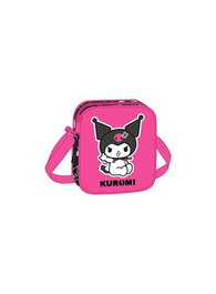 Safta Sac bandoulière Kuromi pour enfants - Noir et rose - 16 x 18 x 4 cm