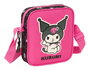 Safta Sac bandoulière Kuromi pour enfants - Noir et rose - 16 x 18 x 4 cm